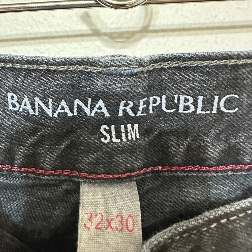Banana Republic Slim Fit Jeans Mens 32x30 Black Denim Faded Casual Pants Grunge - Picture 5 of 9